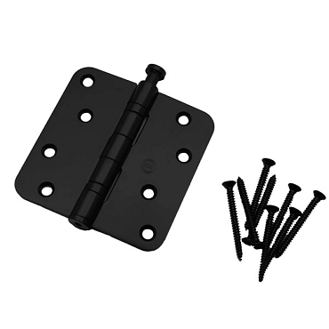 Kogellagerscharnier afgerond 3.5  89x89mm 2,5mm rvs zwart