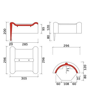 Monier Edelzwart vol donker halfronde eindvorst type Plus