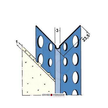 Stuc hoekprofiel 1mm RVS L=2500mm (1031) - Bouwvoordeel